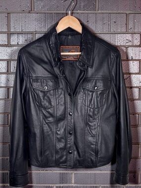 First Classics 90s vintage,black,genuine high-quality leather jacket,smooth EUC